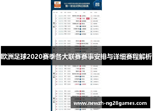 欧洲足球2020赛季各大联赛赛事安排与详细赛程解析 欧洲足球2020赛季各大联赛赛事安排与详细赛程解析