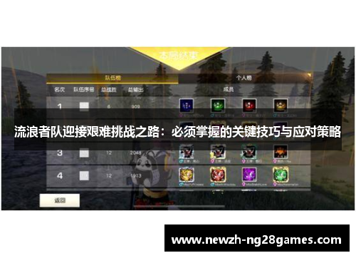 流浪者队迎接艰难挑战之路：必须掌握的关键技巧与应对策略